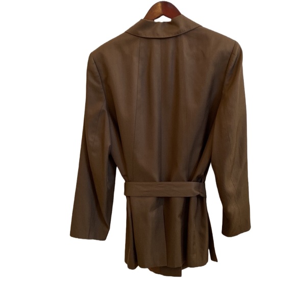 🤎 Nordstrom Encore Caramel Brown Silk/Cotton Blend Belted Blazer/Jacket, 18W - Picture 13 of 16